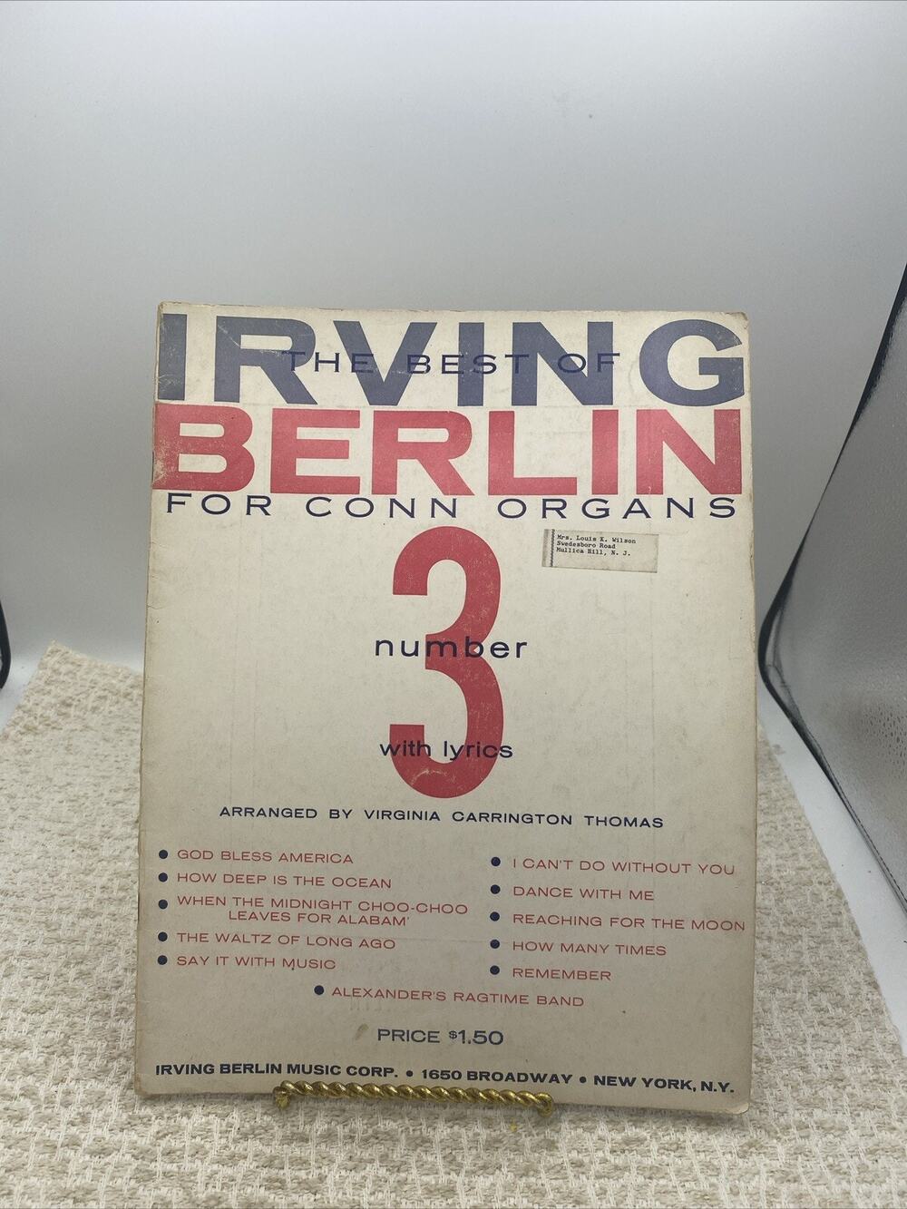The Very Best Of Irving Berlin For Conn Organ Book 3 With Lyrics